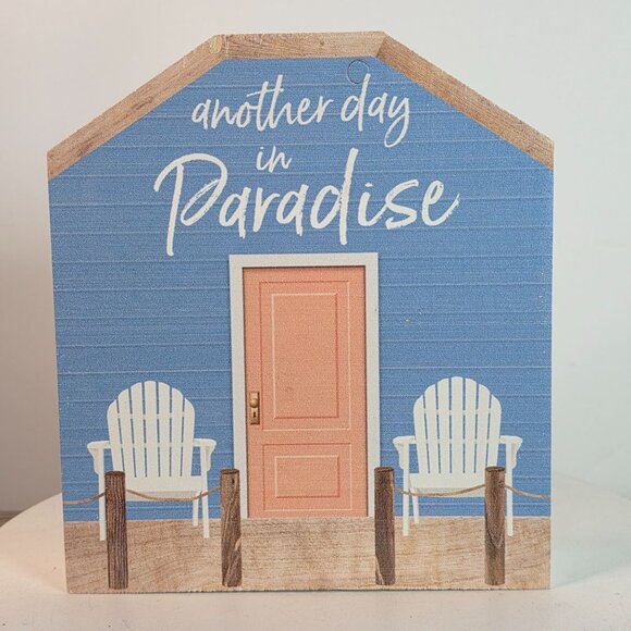 B. Graham Dunn Other - B. Graham Dunn "Another Day In Paradise" Beach House Wooden Shelf Sitter